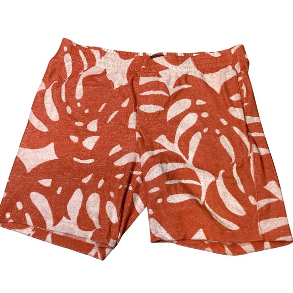 H&M XXL Mens Orange Leaf Print Regular Fit Casual Shorts - NWT - Picture 1 of 7